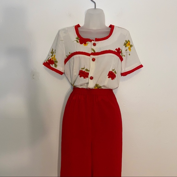 Vintage 80’s handmade 2 piece blouse and pants set - Picture 6 of 9